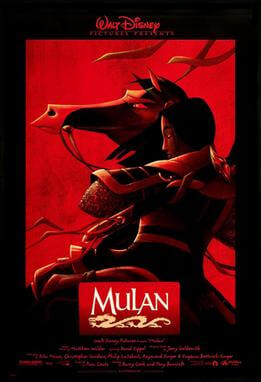 A movie poster for Mulan. Images copyright ©1998 Disney.